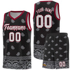 Custom Black Gray Personalized Cashew Pattern Sports Uniform Basketball Jersey