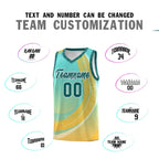 Custom Aqua Gold Personalized Galaxy Graffiti Pattern Sports Uniform Basketball Jersey