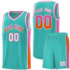 Custom Aqua Pink-Orange Gradient Fashion Sports Uniform Basketball Jersey