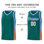 Custom Aqua Blue-Orange Gradient Fashion Sports Uniform Basketball Jersey