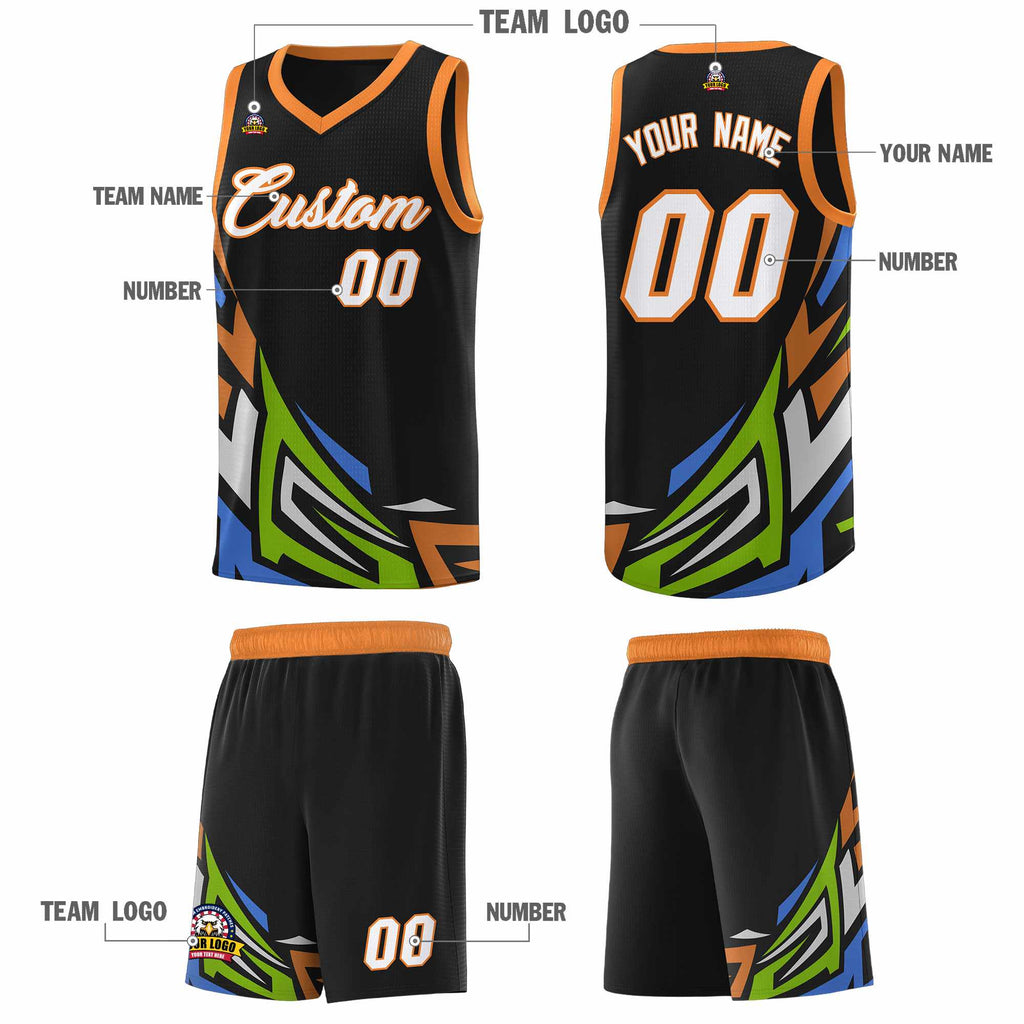 Custom Black Gradient Graffiti Pattern Sports Uniform Basketball Jersey