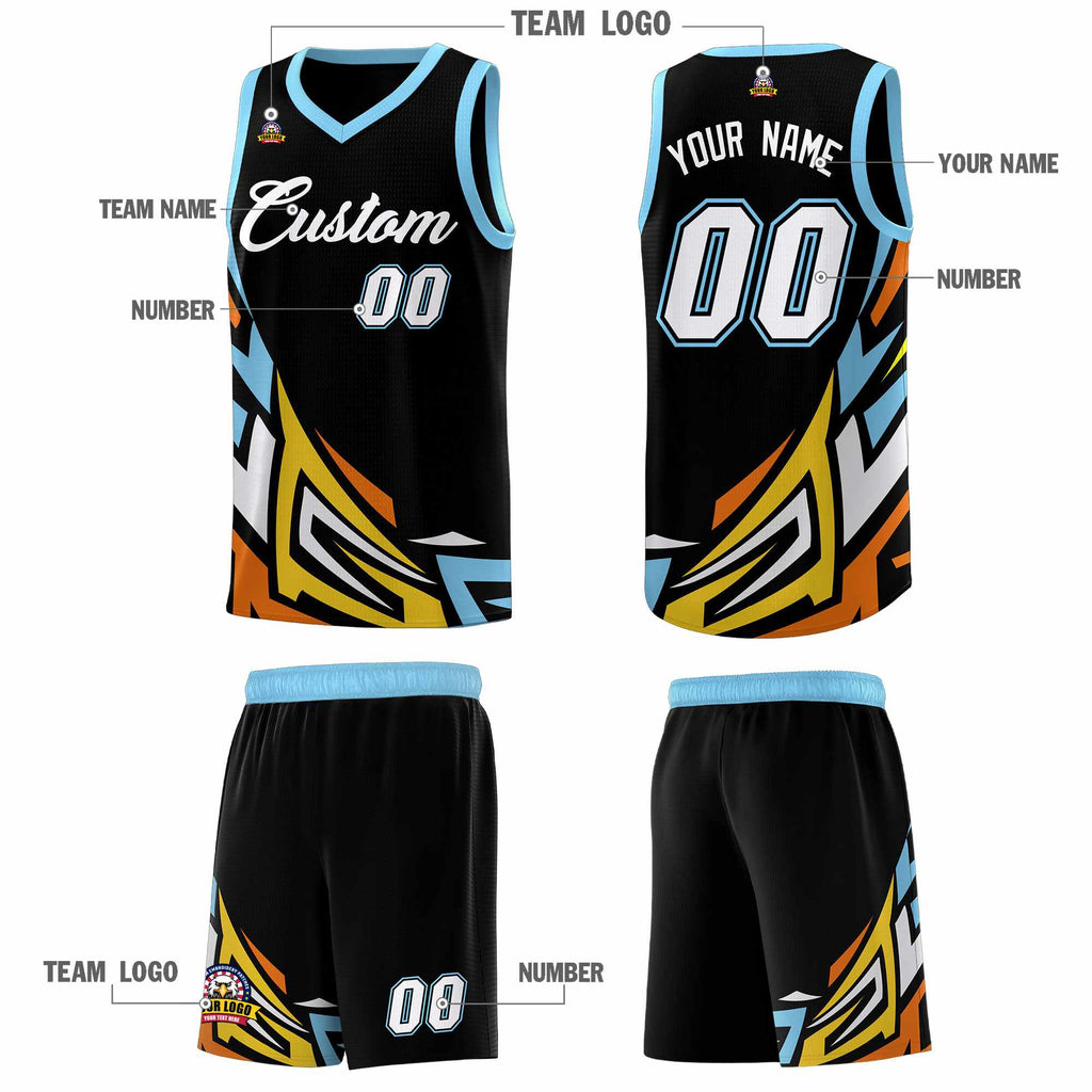 Custom Black Gradient Graffiti Pattern Sports Uniform Basketball Jersey