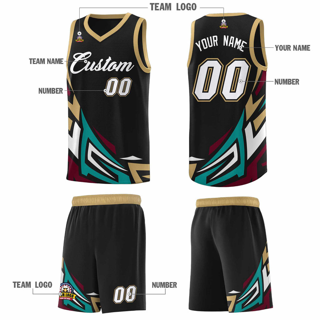 Custom Black Gradient Graffiti Pattern Sports Uniform Basketball Jersey