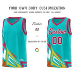 Custom Aqua Gradient Graffiti Pattern Sports Uniform Basketball Jersey