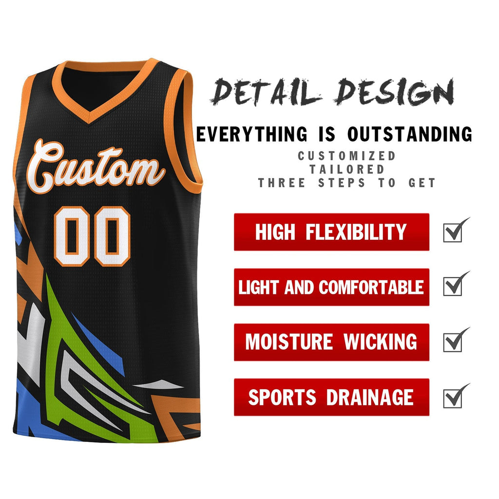 Custom Black Gradient Graffiti Pattern Sports Uniform Basketball Jersey