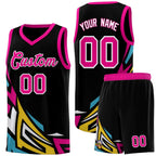 Custom Black Gradient Graffiti Pattern Sports Uniform Basketball Jersey
