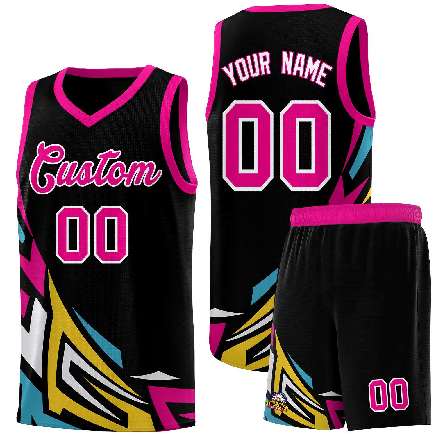 Custom Black Gradient Graffiti Pattern Sports Uniform Basketball Jersey