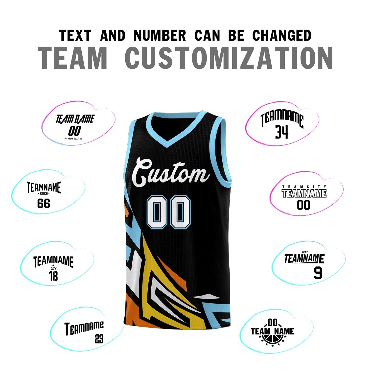 Custom Black Gradient Graffiti Pattern Sports Uniform Basketball Jersey
