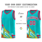 Custom Aqua Gradient Graffiti Pattern Sports Uniform Basketball Jersey