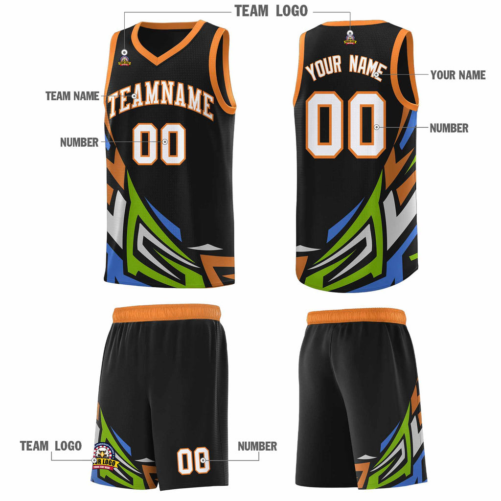 Custom Black Gradient Graffiti Pattern Sports Uniform Basketball Jersey