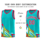 Custom Aqua Gradient Graffiti Pattern Sports Uniform Basketball Jersey