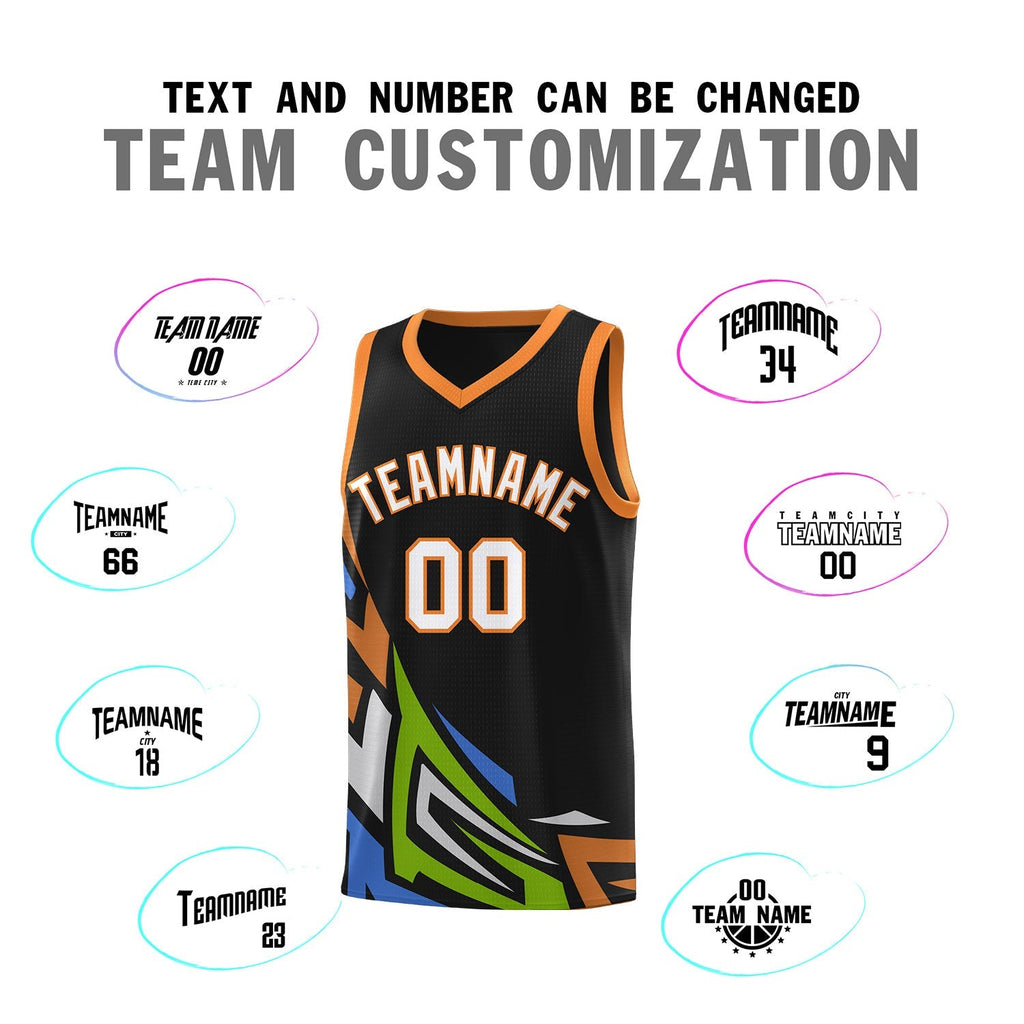 Custom Black Gradient Graffiti Pattern Sports Uniform Basketball Jersey