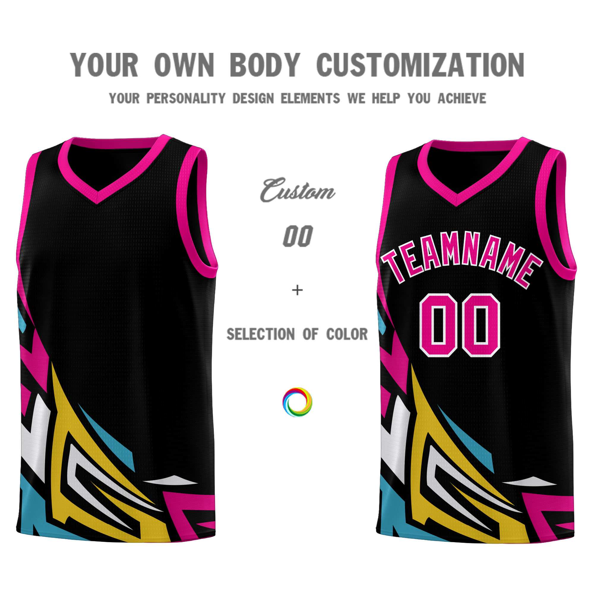 Custom Black Gradient Graffiti Pattern Sports Uniform Basketball Jersey