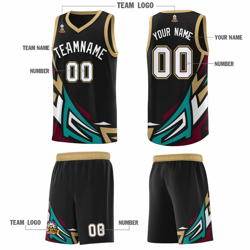 Custom Black Gradient Graffiti Pattern Sports Uniform Basketball Jersey