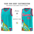 Custom Aqua Gradient Graffiti Pattern Sports Uniform Basketball Jersey
