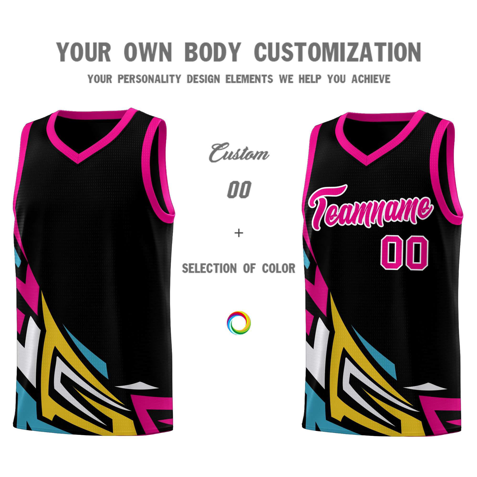 Custom Black Gradient Graffiti Pattern Sports Uniform Basketball Jersey