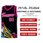 Custom Black Gradient Graffiti Pattern Sports Uniform Basketball Jersey