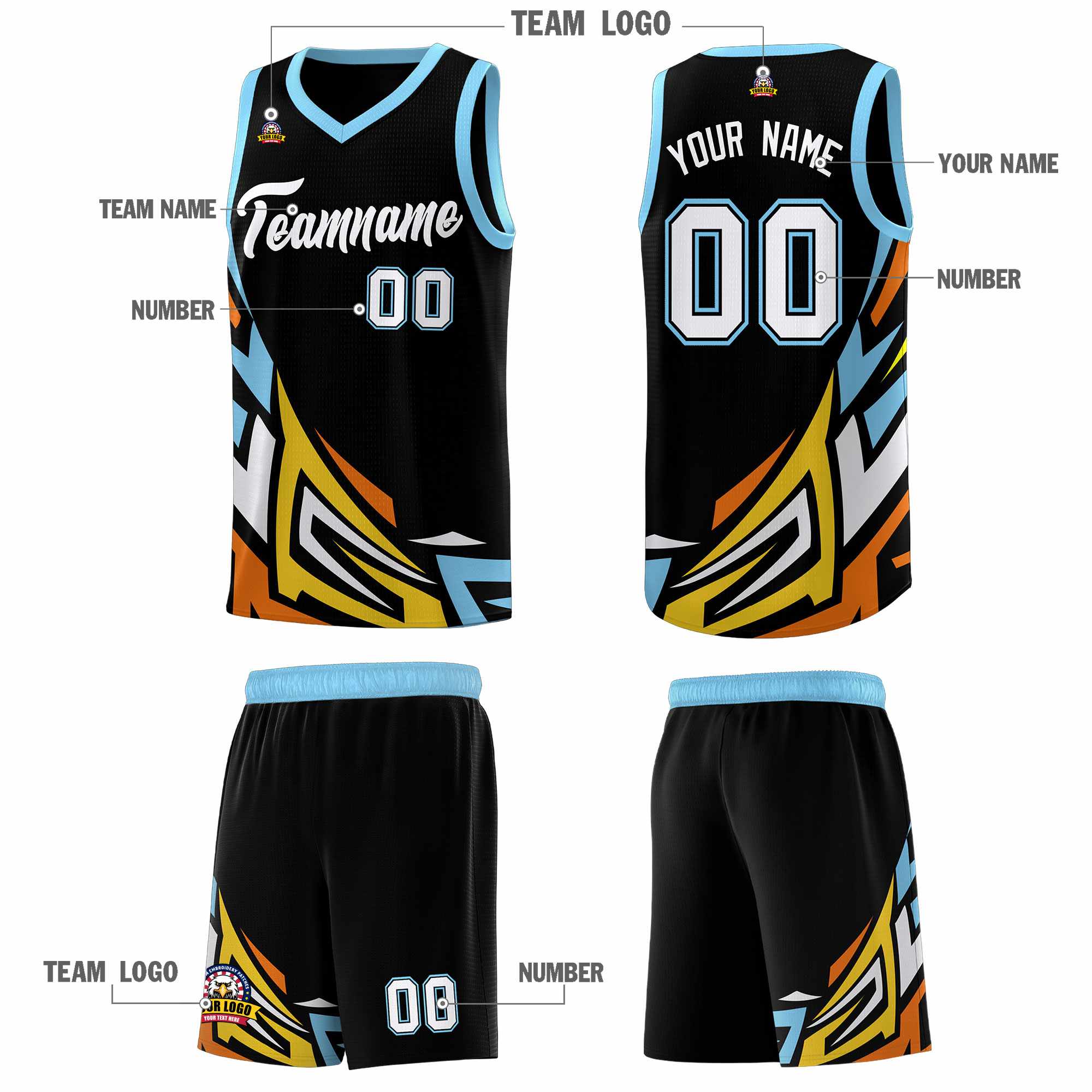 Custom Black Gradient Graffiti Pattern Sports Uniform Basketball Jersey