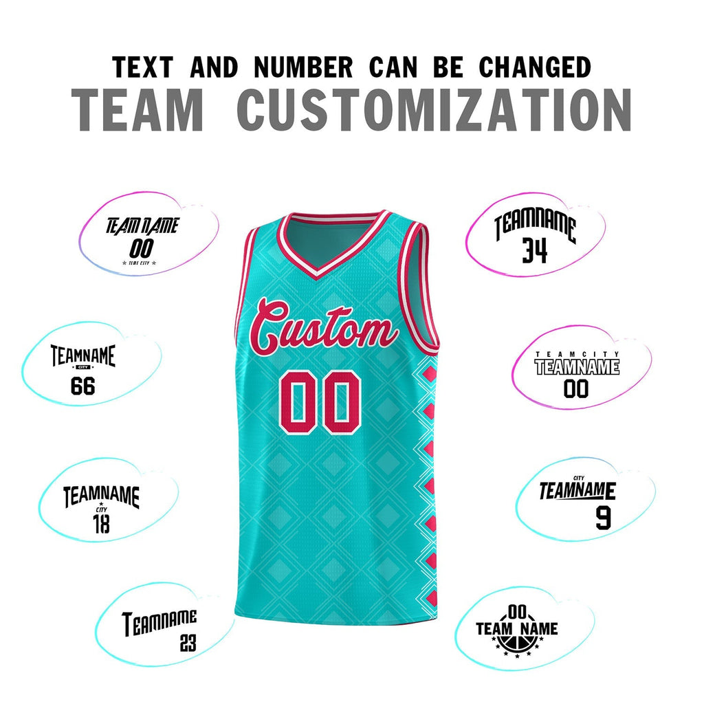 Custom Aqua Side Blocks Sports Uniform Basketball Jersey
