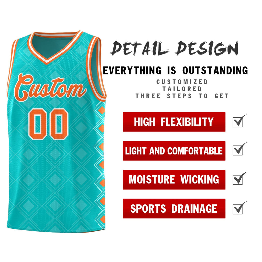 Custom Aqua Side Blocks Sports Uniform Basketball Jersey