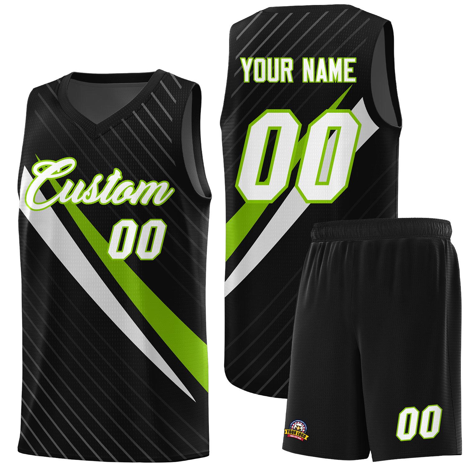 Custom Black Diagonal Pinstripe Pattern Color Block Sports Uniform Basketball Jersey