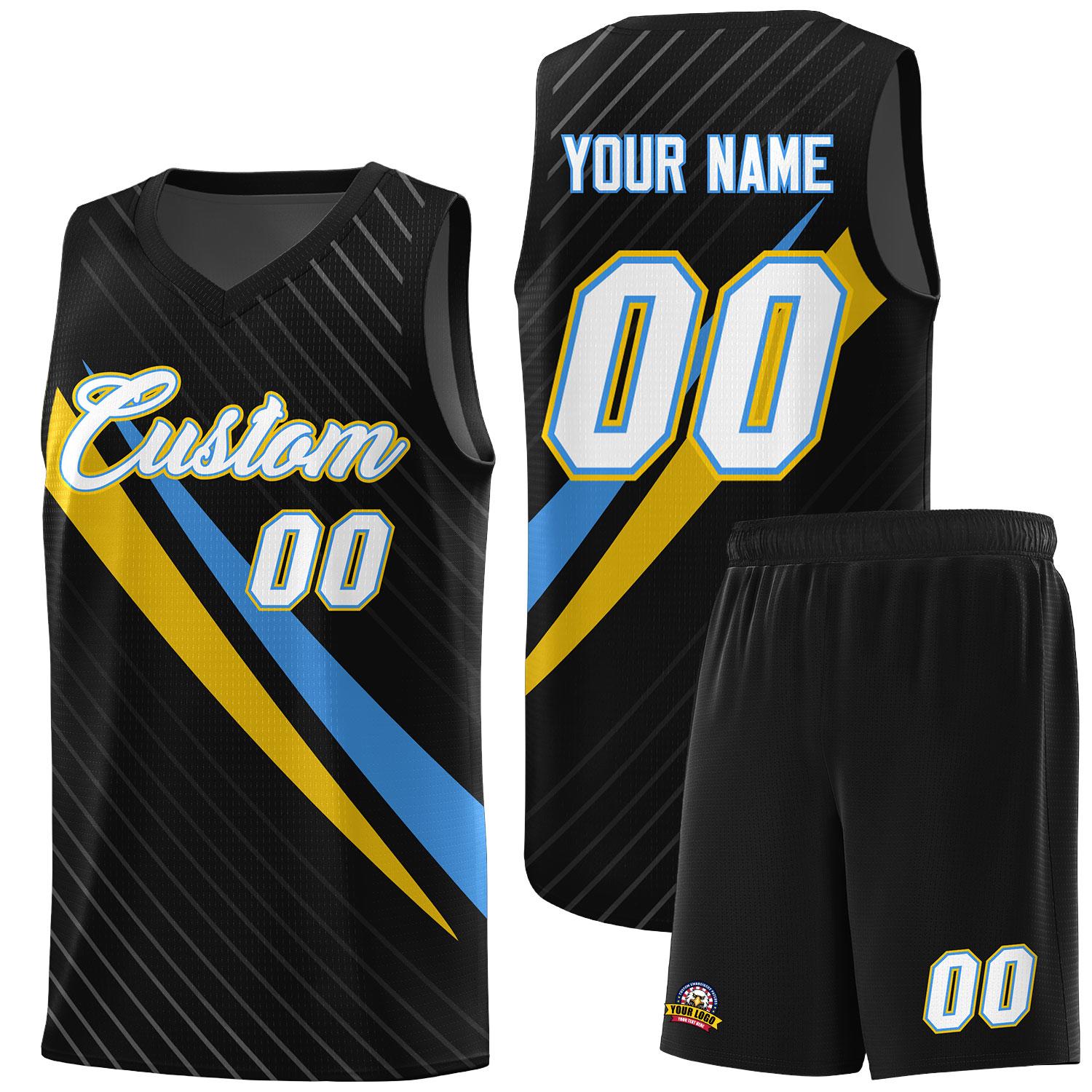 Custom Black Diagonal Pinstripe Pattern Color Block Sports Uniform Basketball Jersey