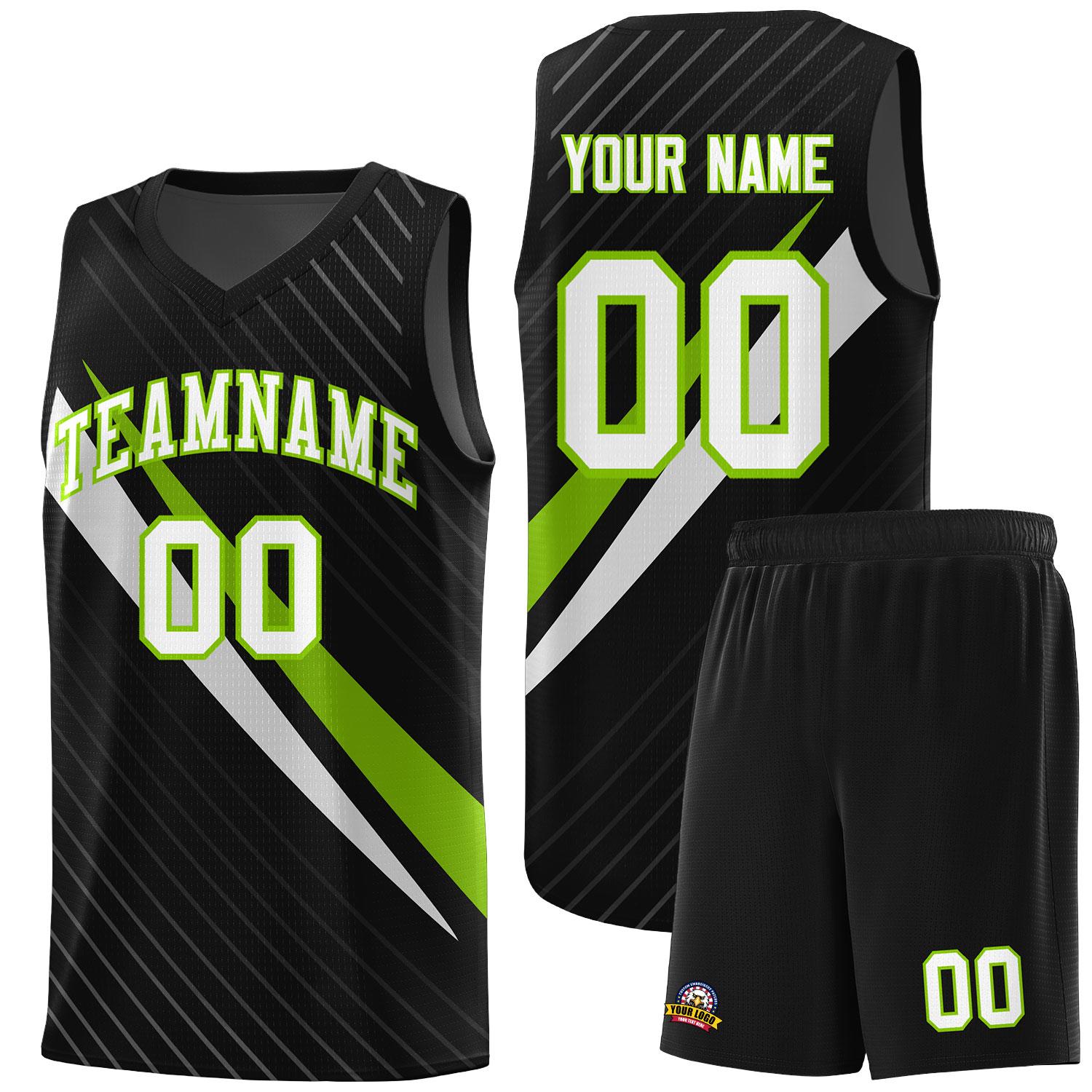Custom Black Diagonal Pinstripe Pattern Color Block Sports Uniform Basketball Jersey