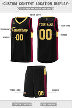 Custom Black Khaki-Crimson Side Two-Tone Classic Sports Uniform Basketball Jersey