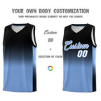 Custom Black Light Blue Gradient Fashion Sets Sports Uniform Basketball Jersey