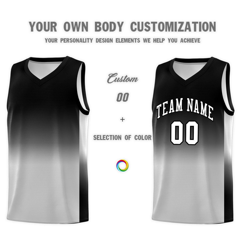 Custom Black Gray Gradient Fashion Sets Sports Uniform Basketball Jersey