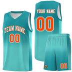 Custom Aqua Bright Green Gradient Fashion Sets Sports Uniform Basketball Jersey