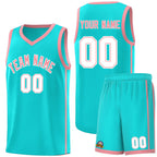 Custom Aqua Light Pink-White Side Two Bars Sports Uniform Basketball Jersey