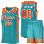 Custom Aqua Orange Graffiti Pattern Sports Uniform Basketball Jersey