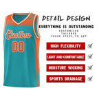 Custom Aqua Orange Graffiti Pattern Sports Uniform Basketball Jersey