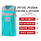 Custom Aqua Light Pink Graffiti Pattern Sports Uniform Basketball Jersey