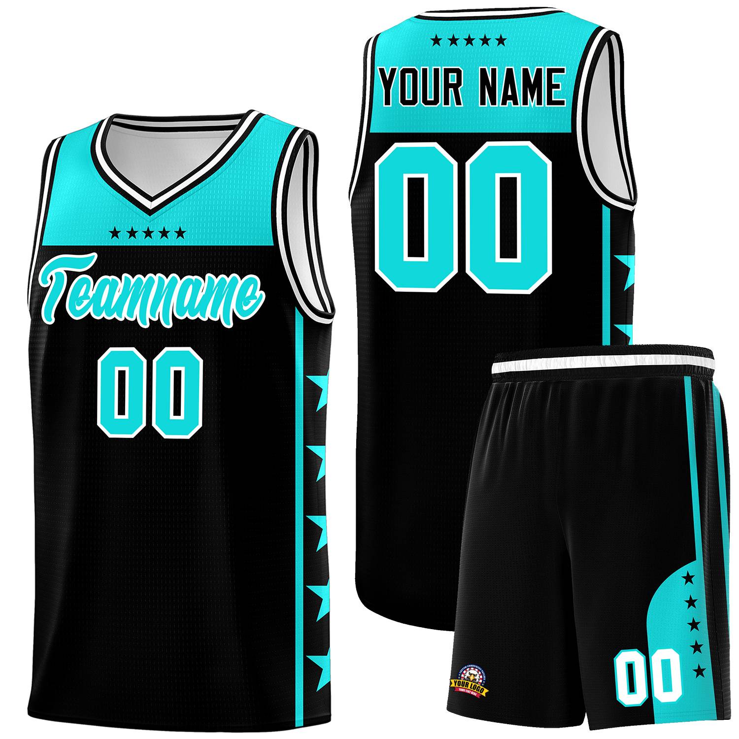 Custom Black Bright Green Personalized Star Pattern Sports Uniform Basketball Jersey