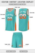 Custom Aqua White-Orange Personalized Two Tone Font Sports Uniform Basketball Jersey