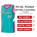 Custom Aqua Red Side Design Sets Sports Uniform Basketball Jersey