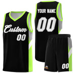 Custom Black Fluorescent Green Side Design Sets Sports Uniform Basketball Jersey