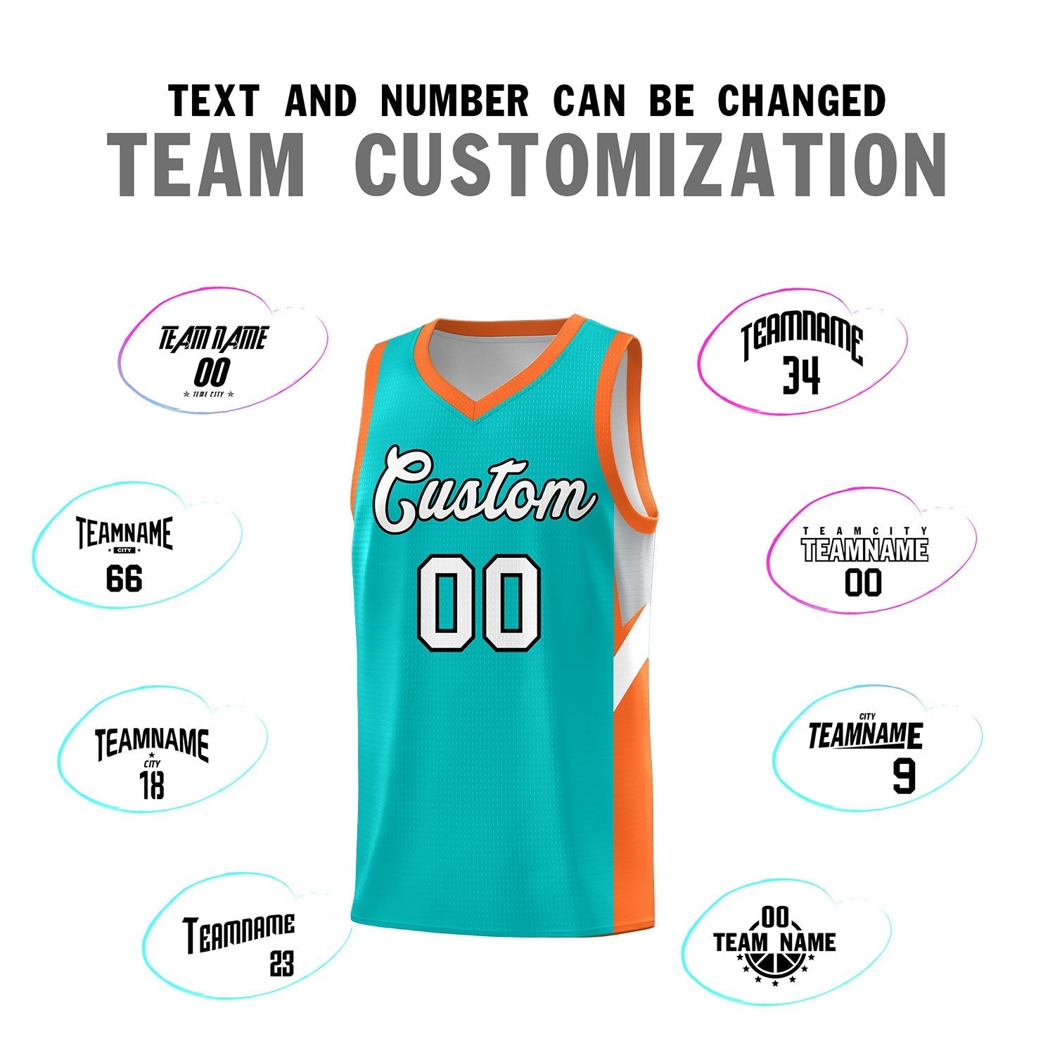 Custom Aqua Orange Side Design Sets Sports Uniform Basketball Jersey