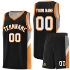 Custom Black Gold Orange Side Design Sets Sports Uniform Basketball Jersey