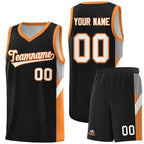 Custom Black Gold Orange Side Design Sets Sports Uniform Basketball Jersey