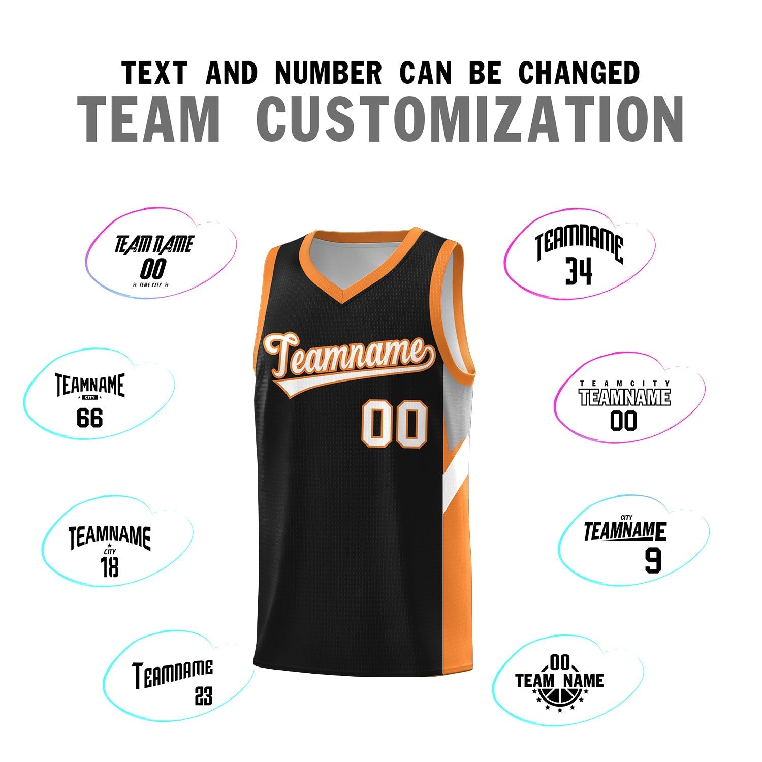 Custom Black Gold Orange Side Design Sets Sports Uniform Basketball Jersey