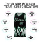 Custom Black Hunter Green Hem Flame Pattern Fashion Sports Uniform Basketball jersey