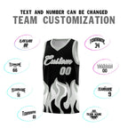 Custom Black Gray Hem Flame Pattern Fashion Sports Uniform Basketball jersey