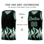 Custom Black Hunter Green Hem Flame Pattern Fashion Sports Uniform Basketball jersey