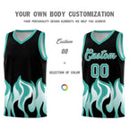 Custom Black Bright Green Hem Flame Pattern Fashion Sports Uniform Basketball jersey