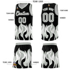 Custom Black Gray Hem Flame Pattern Fashion Sports Uniform Basketball jersey