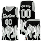 Custom Black Gray Hem Flame Pattern Fashion Sports Uniform Basketball jersey