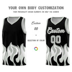 Custom Black Gray Hem Flame Pattern Fashion Sports Uniform Basketball jersey